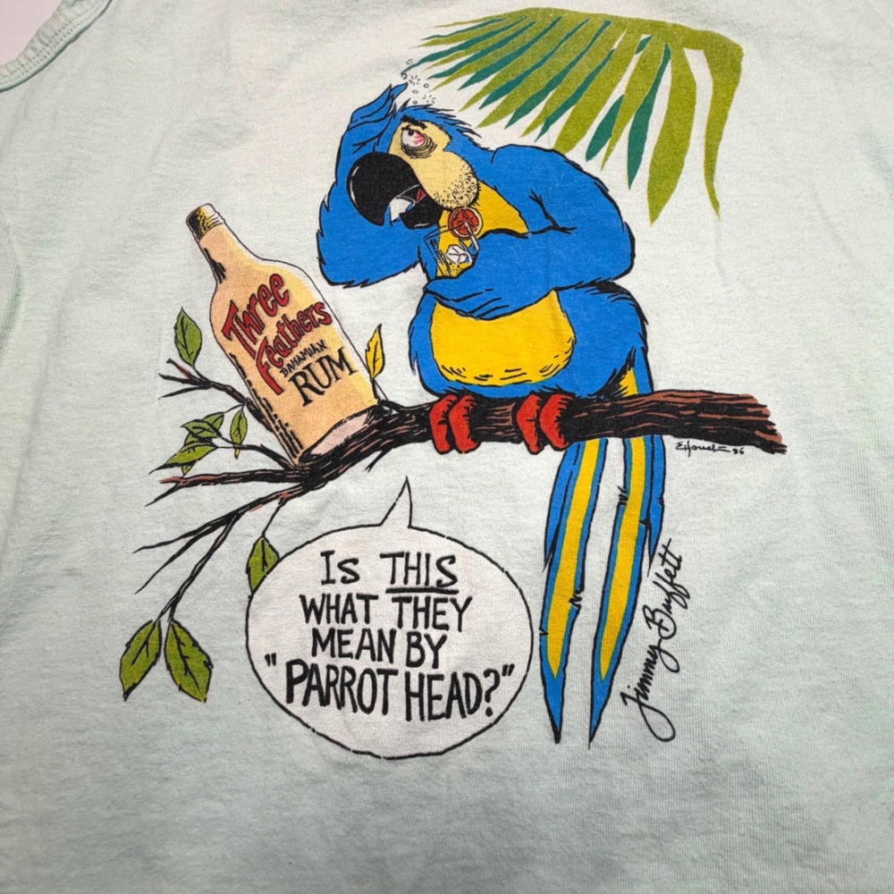 Vintage Jimmy Buffett Wasted Away Tank Top USA Parrot Head‎ 80s Tee XL